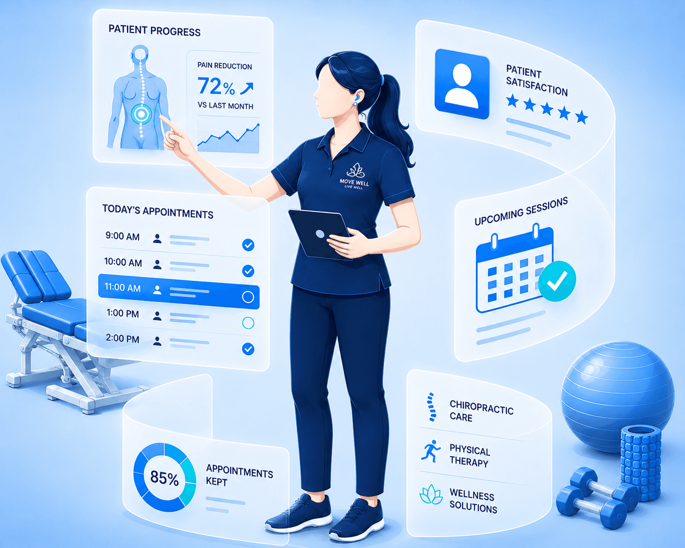 Chiropractic and wellness appointment dashboard