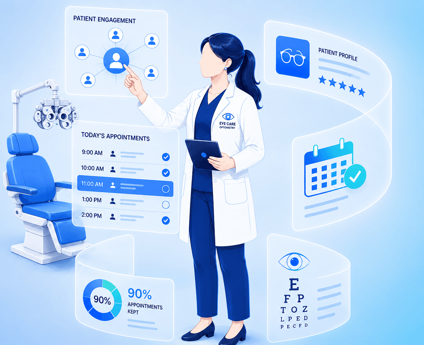 Optometry appointment utilization dashboard